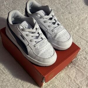 Puma Kids White and Navy Sneakers